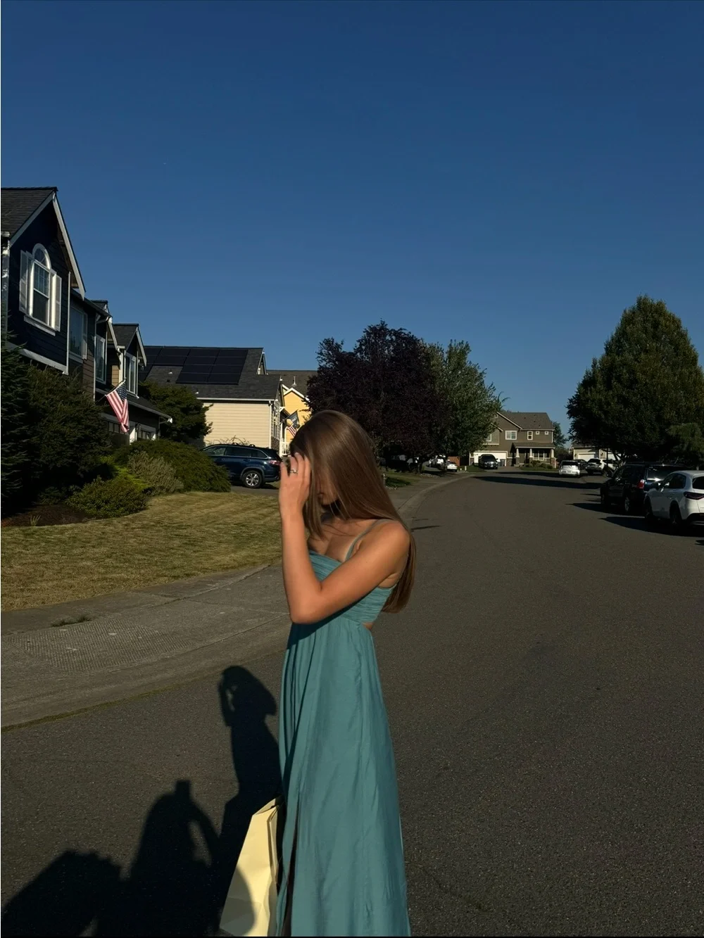 Teal Maxi Dress with Ruched Bodice and Spaghetti Straps